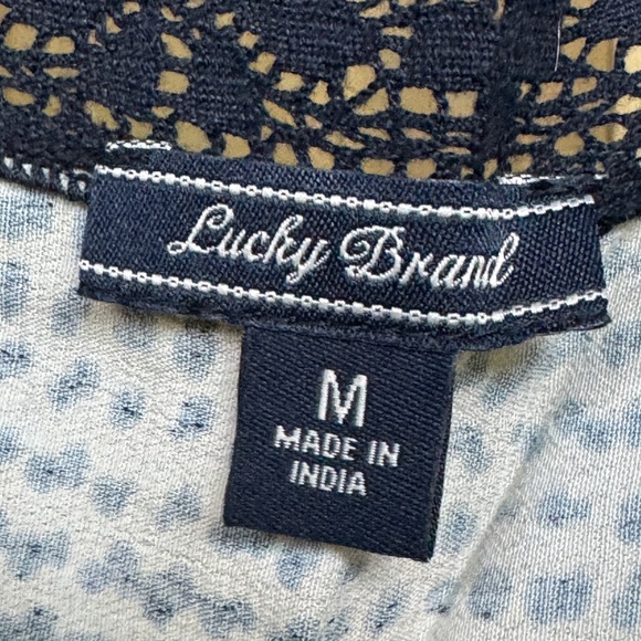 Navy Blue & White Pattern baby doll style tank top - Picture 6 of 7